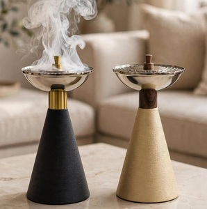 Brûleur d'encens à refoulement en métal ethnique avec support, porte-encens d'aromathérapie pour la maison, diffuseur de parfum de luxe islamique - Product Image 5
