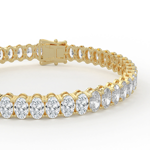 สร้อยข้อมือเทนนิส18kt เพชรทรงรีสุดหรูสายรัดข้อมือสำหรับ14kt สีทองด้านข้าง - Product Image 6