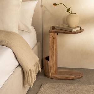 Mesita de noche de madera estructurada Vandana Amber 45x30 cm - Product Image 1