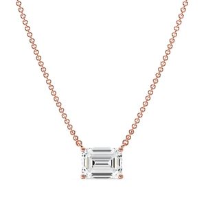 Emerald Solitaire Pendant <b>Necklace</b> - Product Image 5