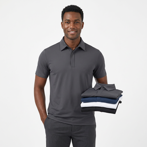 Men's Short Sleeve Solid Knitted <b>Polo</b> <b>Shirt</b> Quick Dry Casual Wear Regular Fit Gray <b>Blue</b> White Black Colors - Product Image 1