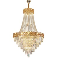 Lustre en cristal moderne classique de luxe en or à hauteur réglable pour hôtel, restaurant, salle de mariage