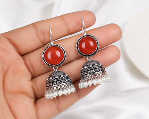Bohemian Oxidized <b>Silver</b> Multi Color <b>Dangle</b> Indian Jhumka <b>Earrings</b> for Women Direct Factory - Product Image 5