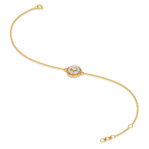 Pulsera de Diamantes Celestial Halo con Cadena de Oro Amarillo y Diseño Circular Flotante en el Centro - Product Image 4
