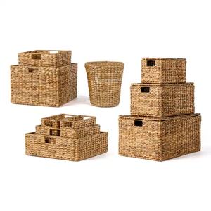 Ensemble de paniers de rangement en jacinthe d'eau tissés à la main (6 pièces) pour la lessive et l'usage domestique, panier à linge en gros au Vietnam - Product Image 3
