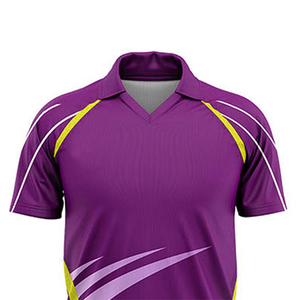 ชุดยูนิฟอร์มคริกเก็ตสำหรับผู้ชาย สีม่วงเหลือง เสื้อเจอร์ซีย์แบบซับลิเมชั่น กางเกงวิ่งออกกำลังกาย ระบายเหงื่อได้ดี ทรงพอดีตัว ใส่ได้ทุกฤดู - Product Image 6