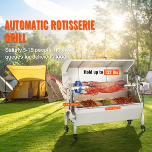 Griglia Elettrica in Acciaio Inox con Motore da 50W per Barbecue, Girarrosto per Maiale Intero e Agnello, con Copertura, per Uso Esterno - Product Image 2