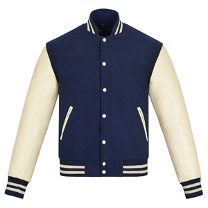 High Quality Wholesale OEM Custom Canvas Front Varsity Jacket <b>Men</b> Latest Designs Casual Winter Plus Size Embroidered Knitted - Product Image 6