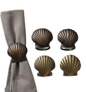 Porte-serviettes vintage en forme de coquillage, anneaux à serviettes modernes pour mariage, décoration de table pour hôtels et restaurants, anneau à serviettes métallique - Product Image 2