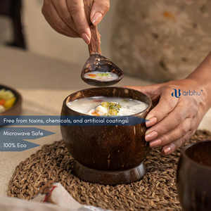 Bol à soupe en noix de coco bio artisanal, récipient de service en coquille naturelle, écologique, durable, réutilisable, ustensile de cuisine en bois, article cadeau - Product Image 2