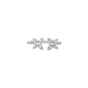 Women's <b>925</b> <b>Silver</b> Flower Diamond Engagement <b>Ring</b> Marquise Cut Pave Setting Romantic Style - Product Image 1