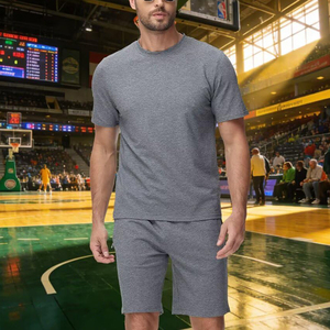Conjuntos Deportivos Cortos de Verano para Hombre, Color Sólido, Lisos, al por Mayor, Camisetas de Moda Casual y de Playa para Jóvenes y Adultos - Product Image 4