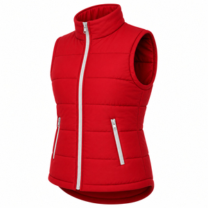 Wholesale <b>Women</b> <b>Sleeveless</b> Puffer Vest Stand Collar Padded Zip Pockets Solid Color Custom Winter Warm Polyester/Nylon Bodywarmer - Product Image 6