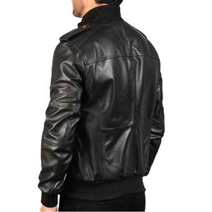 Chaqueta de Cuero Negra, Piel de Oveja Auténtica, Cierre de Cremallera, Cuello Alto, Puños de Punto Acanalado, Seis Bolsillos Exteriores, Dos Interiores, 2026 - Product Image 3