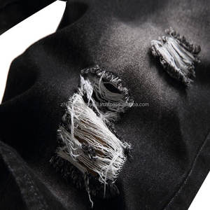 Shorts en jean déchirés pour homme, de haute qualité, décontractés, noirs, tricotés, doublés, 50% coton, 50% polyester, ZHUS INTERNATIONAL - Product Image 4