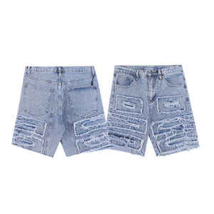 Pantalones Cortos de Mezclilla Casuales, Transpirables, Elegantes, de Color Sólido, Lavados, Desgastados, de Secado Rápido, de Cintura Media, con MOQ Bajo - Product Image 3