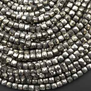 ลูกปัดเหล็กไพไรต์ธรรมชาติทรงลูกบาศก์เจียระไน สำหรับทำเครื่องประดับ DIY สร้อยข้อมือ สร้อยคอ ขายส่ง - Product Image 6