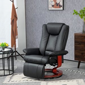 Poltrona reclinabile elettrica da soggiorno con poggiapiedi moderno in pelle PU nera - Product Image 2