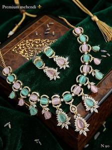 Premium Alloy Silver Plated Wedding Trendy Ethnic Zircon Bridal Jewelry Set Necklace <b>Earrings</b> Ring - Product Image 1