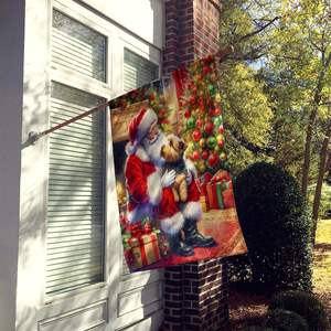 Norfolk Terrier Père Noël Grande Maison Drapeau Multicolore Porche Manches Pôle Décoratif Cour Bannière Tenture Polyester Illustration - Product Image 2