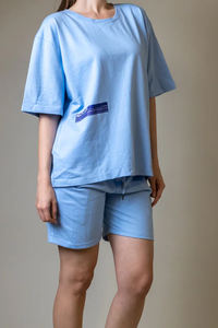 Conjuntos de Camiseta y Pantalones Cortos Casuales Extra Grandes, 100% Fibra de Bambú, Lavado Ácido, Unisex, Alta Calidad - Product Image 4