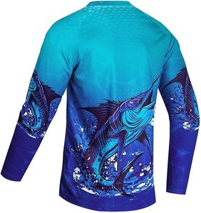 Chemise de pêche à manches longues pour homme, impression par transfert thermique, UPF 50, 100 % polyester, pull uni - Product Image 3