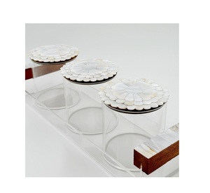 Couvercle décoratif rond en acrylique sculpté avec nacre pour le stockage d'aliments secs – Idéal pour hôtels et restaurants (cadeau) - Product Image 3