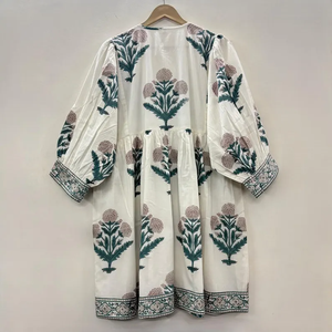 Vestido Casual Midi para Mujer, Tejido 100% Algodón, Liso, Manga Corta, Cintura Imperio, Estilo Babydoll, Cuello en V, Holgado, Funcional - Product Image 2