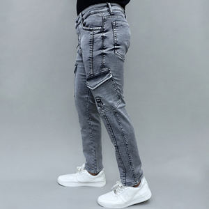 Gex Men Jeans cargo elásticos de tiro medio en gris oscuro para hombre - Product Image 5