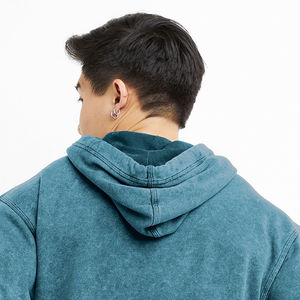 Sweat-shirt en molleton à capuche pour homme, couleur turquoise, coupe classique, couleur unie, vêtement décontracté pour l'automne - Product Image 2