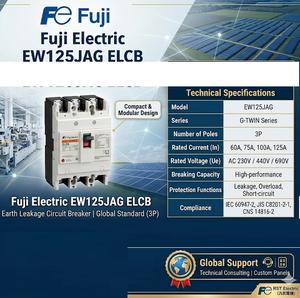 Disjoncteur différentiel Fuji EW125JAG 3P 60A ELCB - Product Image 2