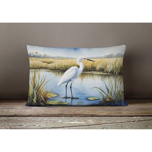 Oiseaux Oiseaux Coussin 12H x 16W Intérieur Canapé Lit Extérieur Patio Lavable Snowy Egret 7533 - Product Image 4