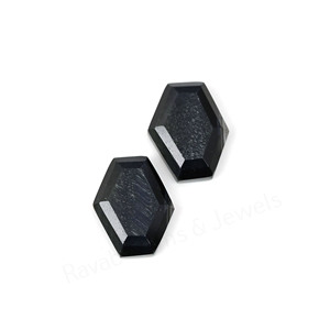 Obsidiana Negra Natural en Forma de Hexágono, Corte Escalonado, Alto Pulido, 10x16mm, Cabujón Suelto para Joyería, Juego de Colgantes y Pendientes - Product Image 3