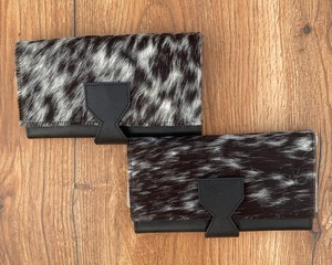 Cartera de cuero de piel de vaca, Cartera de mano con pelo en piel oculta, monedero multiusos, bolso de mano de cuero de becerro, bolso de mano para mujer occidental - Product Image 3