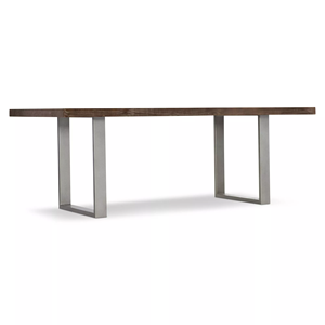 Industrial Rustic Texture Design Brown Finish Solid Mango <b>Wooden</b> Square Top Two <b>Metal</b> Gray Finish Pedestal Base <b>Dining</b> <b>Table</b> - Product Image 5