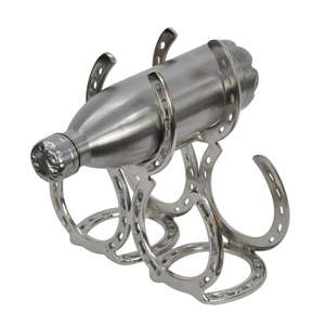 Exhibidores de Barra para Mostrador, Estante para Vino Metálico Estilo Herradura, Soporte Decorativo para 3 Botellas de Champán, Fácil de Transportar - Product Image 1