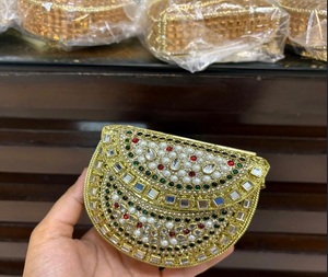 F S International <b>Metal</b> Gold-Plated Handmade Customized Shape Traditional Embellished Clutch Handbag for Women-Festive Occasions - Product Image 3