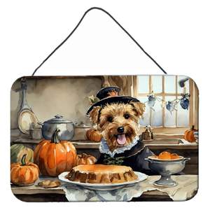 Multicolor Lakeland Terrier Fall Kitchen Pumpkins Aluminum Metal <b>Sign</b> 8HX12W <b>Door</b> Hanging Prints <b>for</b> Home Decor <b>for</b> Kitchen Wall - Product Image 1