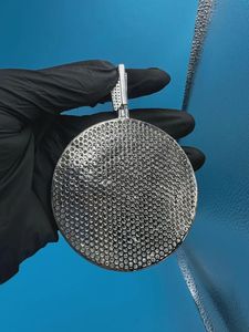 Colgante Circular Estilo Hip Hop con Medallón, Plata 925, Colgante con Incrustaciones de Diamantes, Colgante Hip Hop de Lujo, Estilo Rapper, Colgante Personalizado - Product Image 5