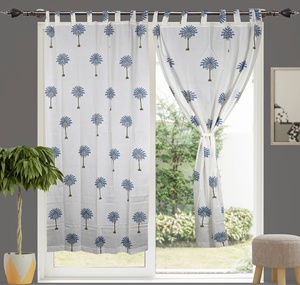 Indian Hand Block Printed Curtains Flower Buta Printed Bohemian Curtains for Living Room - Product Image 1