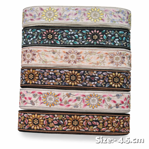 Bordure en dentelle brodée florale pour robe de mariée, bordure en maille à fleurs 3D, tissu en dentelle guipure de qualité supérieure en gros pour la couture - Product Image 1