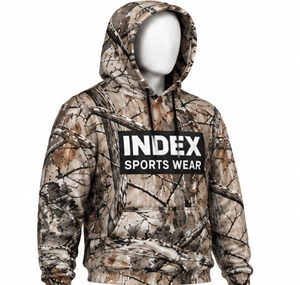 Sudadera con Capucha de Camuflaje para Hombre, Marca INDEX Sports Wear, con Logotipo Frontal y Bolsillos - Product Image 4