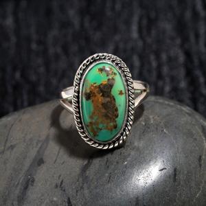 925 Sterling <b>Silver</b> Arizona Turquoise Vintage Oval Shape <b>Statement</b> <b>Ring</b> Natural Gemstone Jewelry Gift Bulk Supplier - Product Image 1