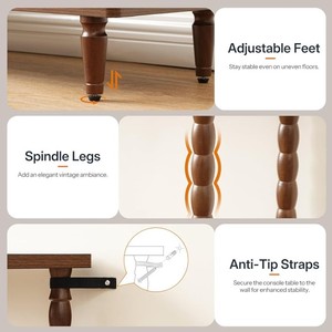 Mesa Consola Moderna de Madera Maciza para Pasillo con Estante de Almacenamiento, Diseño Rústico para Entrada con Patas de Espiga, Mueble para Sala de Estar - Product Image 4