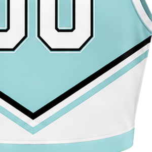 Haut court sans manches pour femme, col en V, blanc aqua et noir, pour cheerleading, performance athlétique, uniforme d'équipe, compétition sportive - Product Image 6