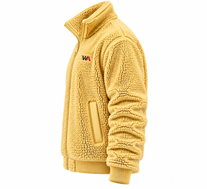 Veste en polaire Teddy pour homme avec logo brodé personnalisé, beige, col montant, poches à rabat, fermeture éclair, vêtements d'extérieur, vente en gros, fabricant OEM - Product Image 4