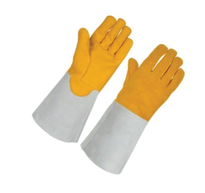 Holy Signs International Leather Welding <b>Gloves</b> Cotton Lined Straight Thumb Molten Metal Splash Resistant TIG Use Blue Test <b>Type</b> - Product Image 4