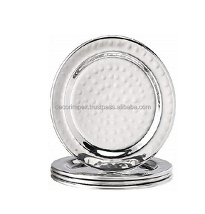 Juego de posavasos martillado de aluminio con soporte Forma redonda Posavasos de vidrio de tamaño personalizado al precio más bajo - Product Image 4