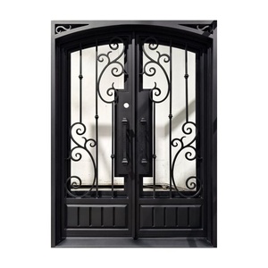Hand-forged iron entrance gate: rust-resistant, easy to assemble, featuring an arched design and a decorative patterned frame. - Product Image 1