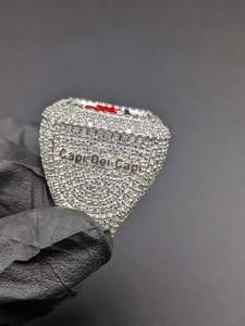 Custom <b>Name</b> Signet <b>Ring</b> 925 Sterling Silver Fully Iced Out Moissanite Red Enamel Logo Square <b>Ring</b> Hip Hop Men Jewelry - Product Image 3